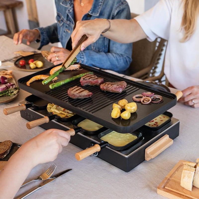 BOSKA Raclette Grill Party – Electric Raclette Machine, Raclette Table Grill – Raclette grill for 8 persons - PFAS-Free Ceramic Plate – Reversible Aluminum Griddle - Image 2